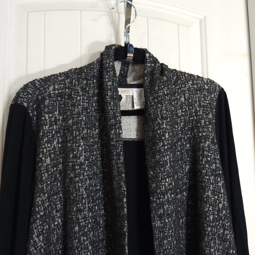 Logo Lori Goldstein Womens Cardigan Gray Knit Long Sleeve Open Front Sweater L - Picture 3 of 9